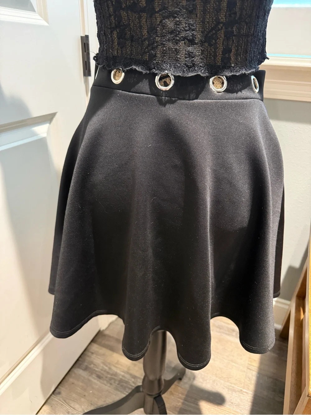 Hot Topic Black Skater Skirt with Front Ring Zip-SKIRT ONLY - Picture 3 of 4